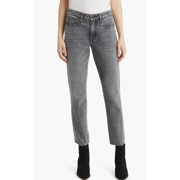 Slvrlake Leila Jeans High Waisted Straight Leg Ankle Length Washed Black Size 24 - Picture 1 of 11